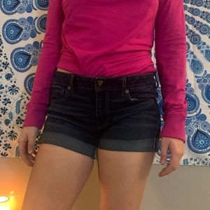 Midi dark blue jean shorts